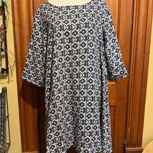 Bryn Walker Navy and Cream Abstract Dress